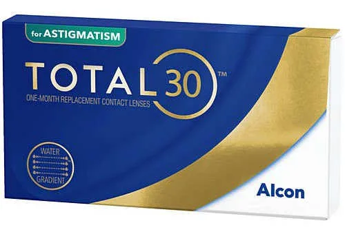 TOTAL 30 for ASTIGMATISM טוטל 30 עדשות מגע חודשיות עם צילינדר איכותיות עם נוחות מדהימה